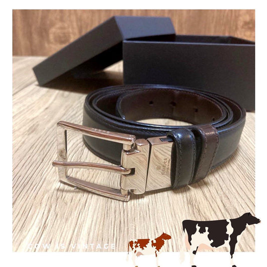 Gucci Leather Black Brown Belt 黑啡色雙面真皮皮帶