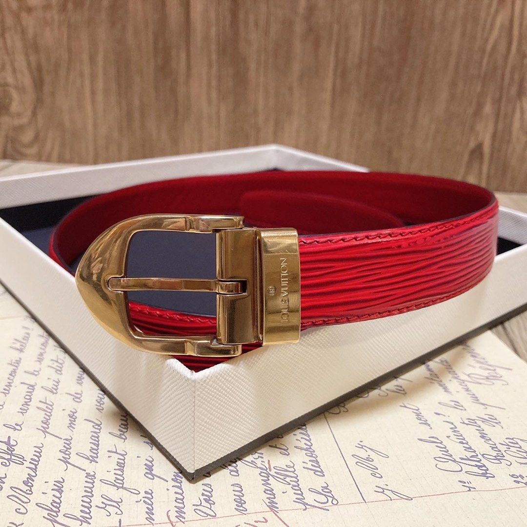 Louis Vuitton Red Leather Belt LV色真皮皮帶