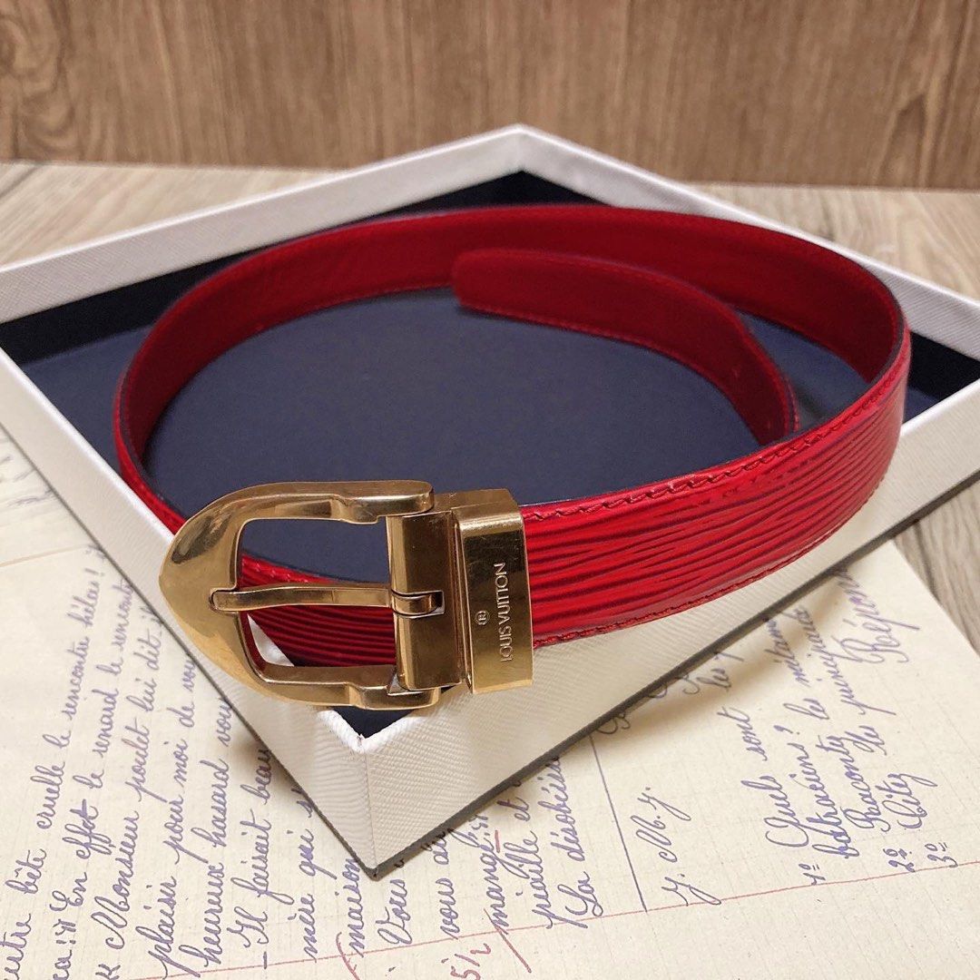 Louis Vuitton Red Leather Belt LV色真皮皮帶