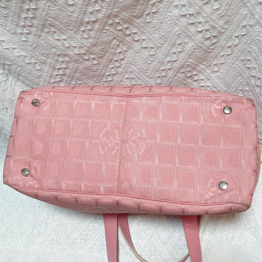 Chanel Travel Line Shoulder Bag (Pink) 帆布皮革粉红色托特包