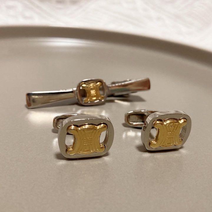Celine Logo Cufflinks & Tie Clip Set 袖口鈕 & 呔夾套裝