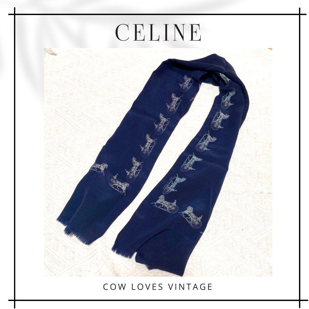 Celine Carriage Blue Scarf 馬車藍色薄頸巾