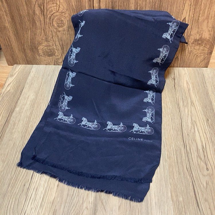 Celine Carriage Blue Scarf 馬車藍色薄頸巾
