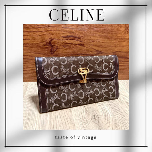 Celine Carriage Brown Long Wallet 馬車金扣啡色長銀包