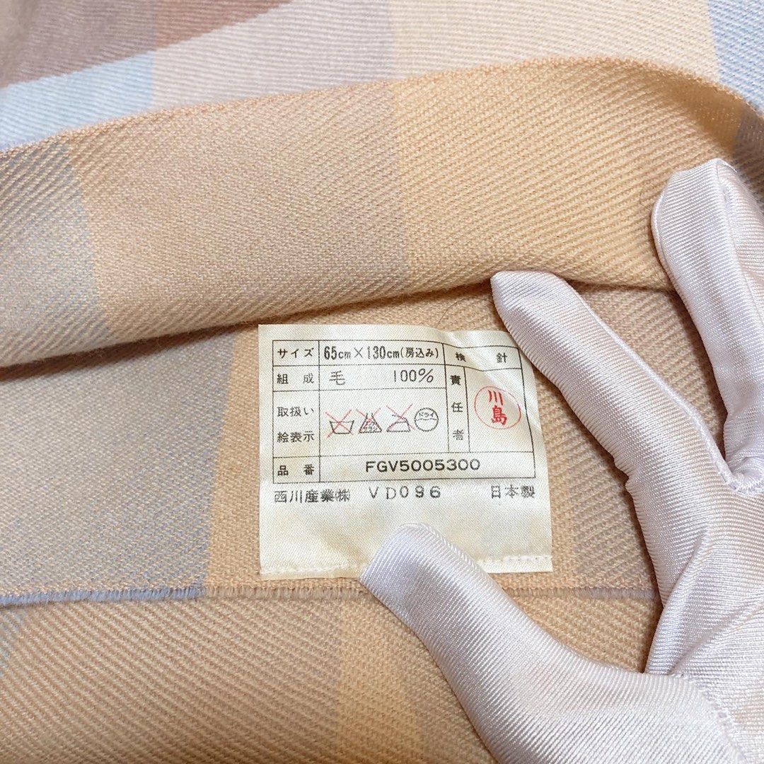 Celine 100% Wool Vintage Scarf 粉色格子羊毛頸巾