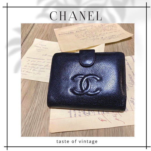 Chanel Vintage Black Wallet 中古牛皮黑色短銀包