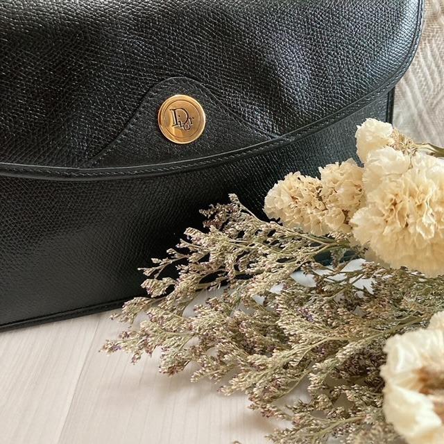 Christian Dior Black Gold Logo Bag 黑色皮手袋