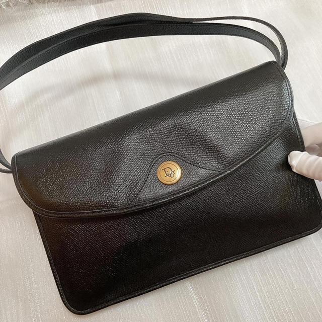 Christian Dior Black Gold Logo Bag 黑色皮手袋