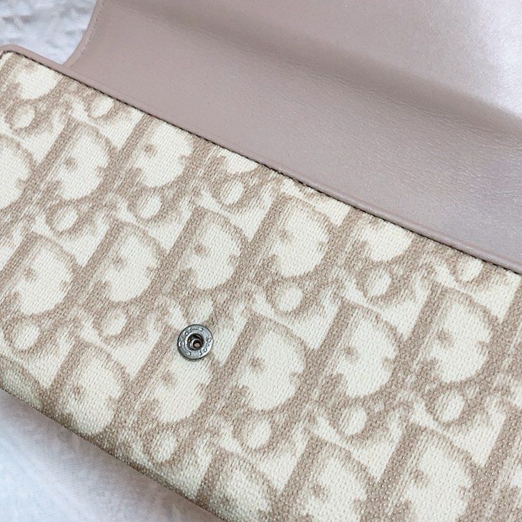 Christian Dior Long Wallet on Chain WOC 奶茶色老花銀包