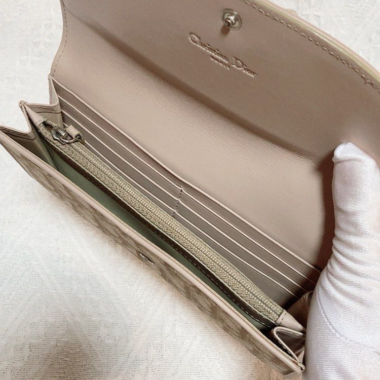 Christian Dior Long Wallet on Chain WOC 奶茶色老花銀包