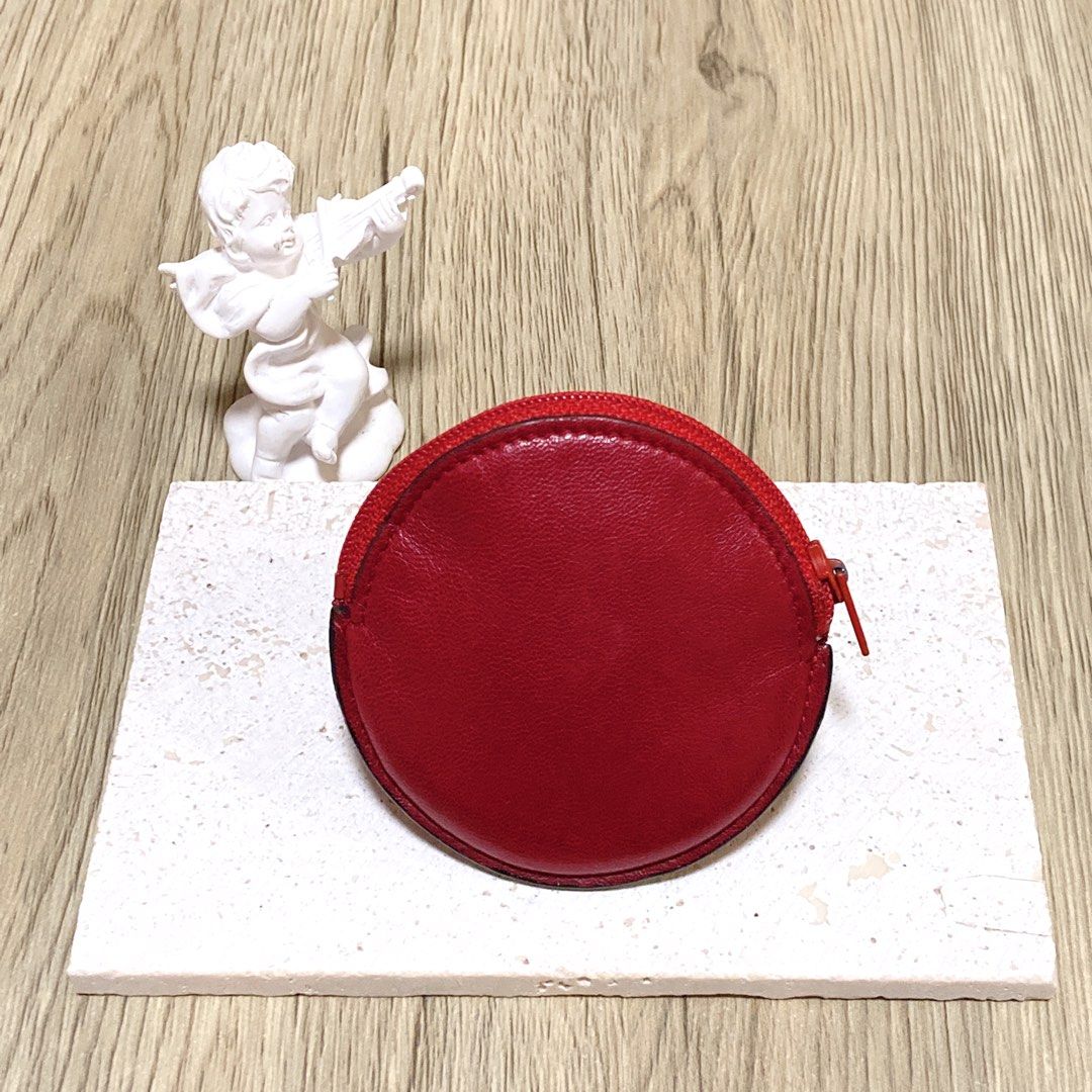 Loewe Red Leather Coin Bag Case Purse 紅色圓形散紙包