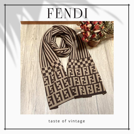 Fendi Classic FF Brown 100% Wool Scarf 啡色老花100%羊毛頸巾
