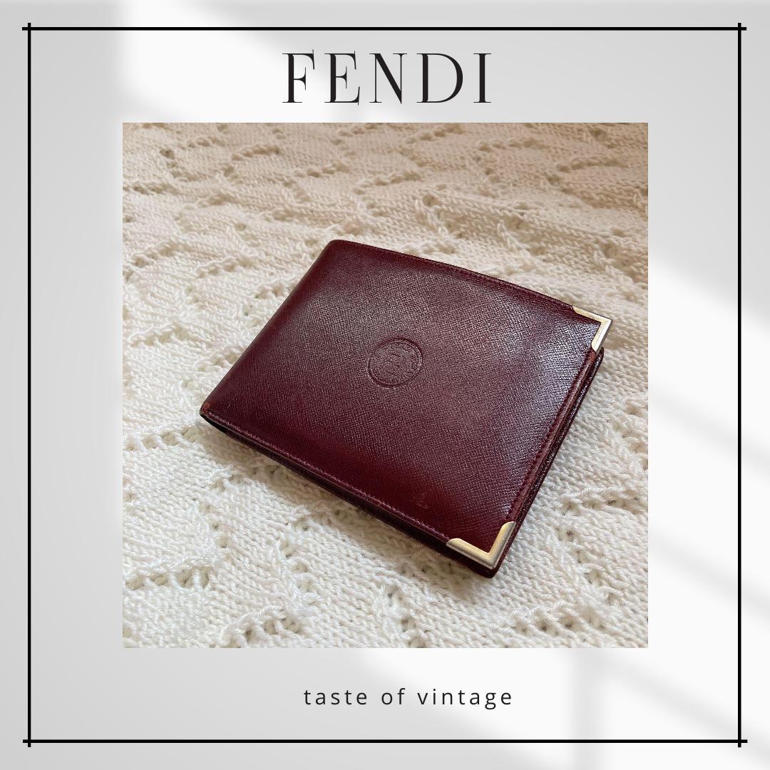 Fendi Micro Bifold Burgundy Leather Wallet 酒紅色短銀包