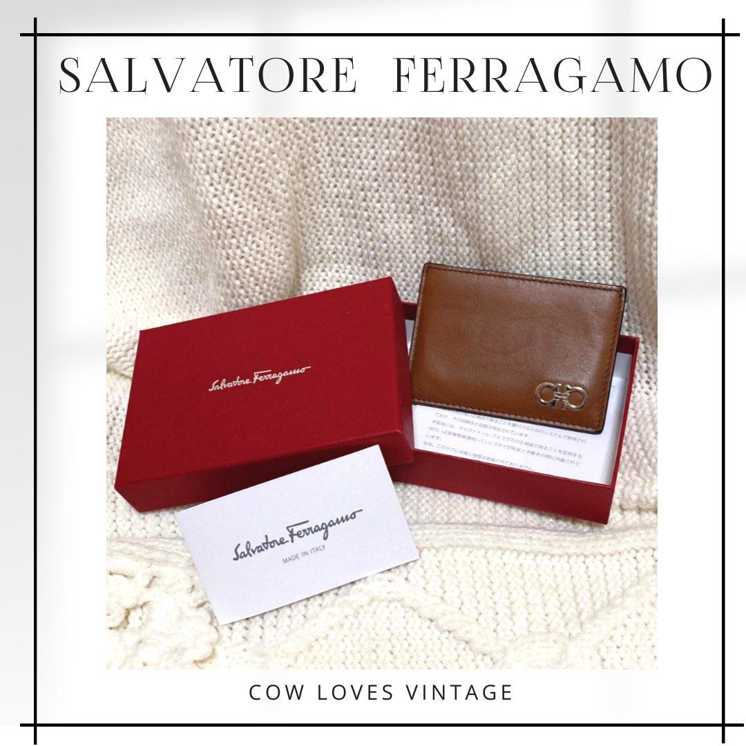 Salvatore Ferragamo Brown Blue Card Holder 飛甩雞毛啡藍色卡套