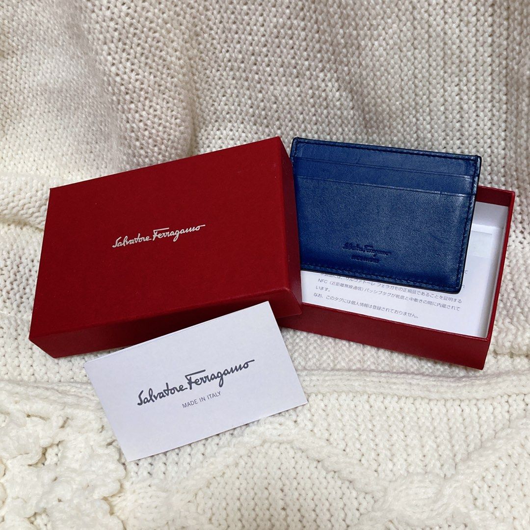 Salvatore Ferragamo Brown Blue Card Holder 飛甩雞毛啡藍色卡套