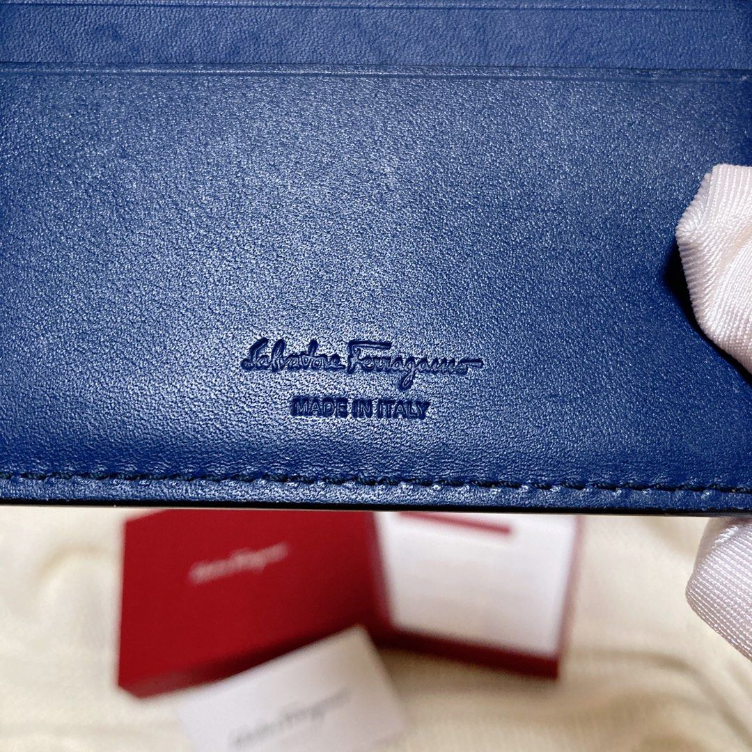 Salvatore Ferragamo Brown Blue Card Holder 飛甩雞毛啡藍色卡套