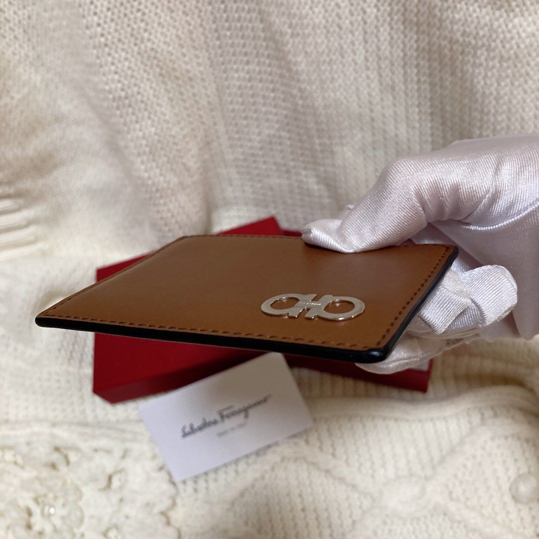 Salvatore Ferragamo Brown Blue Card Holder 飛甩雞毛啡藍色卡套