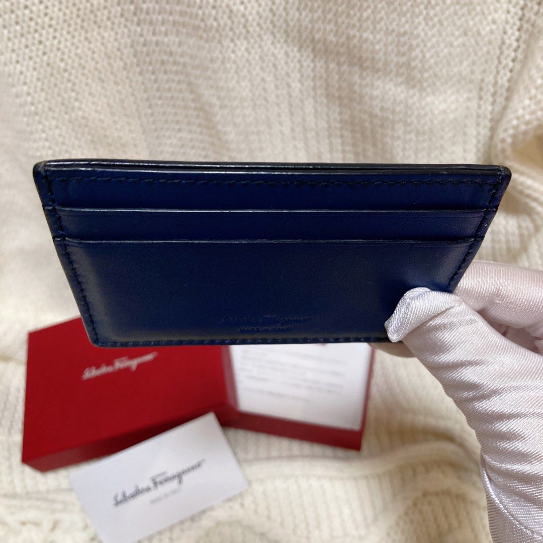 Salvatore Ferragamo Brown Blue Card Holder 飛甩雞毛啡藍色卡套