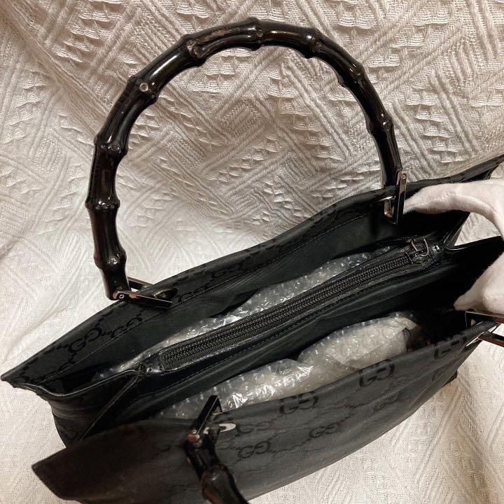 Gucci  Bamboo Black Tote Bag 黑色暗花竹柄手挽袋