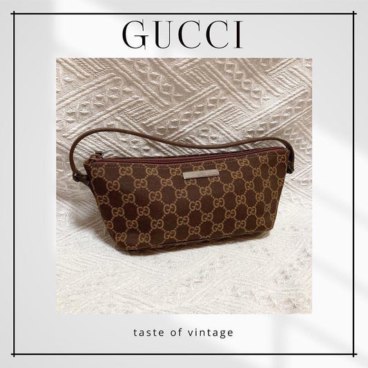 Gucci Boat Pochette GG Canvas Bag (Brown) 啡色餃子袋