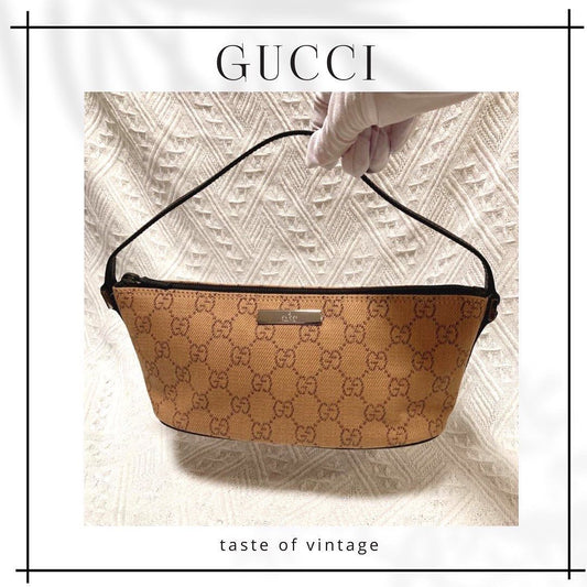 Gucci Boat Pochette GG Canvas Bag (Light Brown) 茶色餃子袋