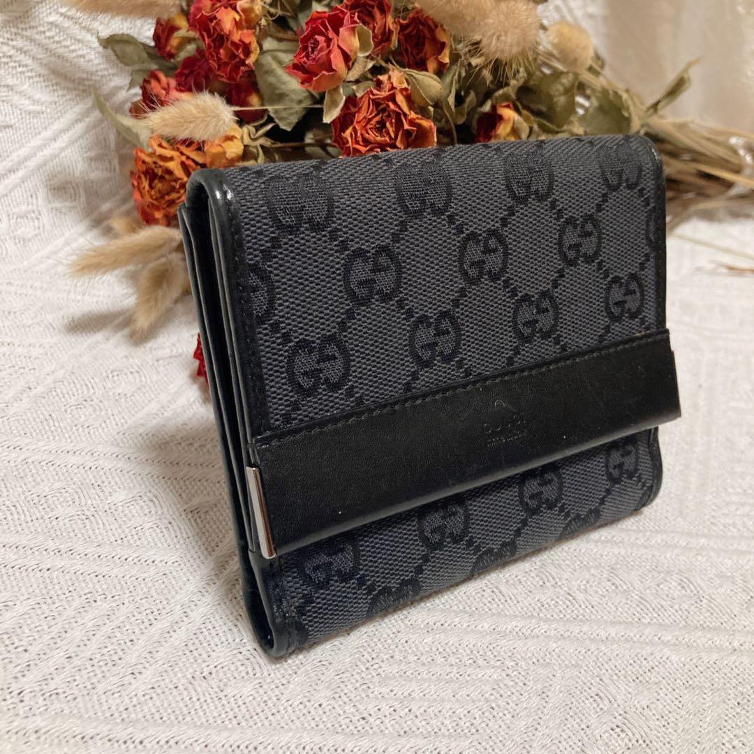 Gucci GG Black Wallet 老花黑色短銀包