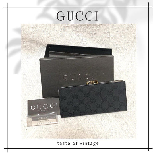 Gucci Black Long Wallet 黑色暗花長銀包