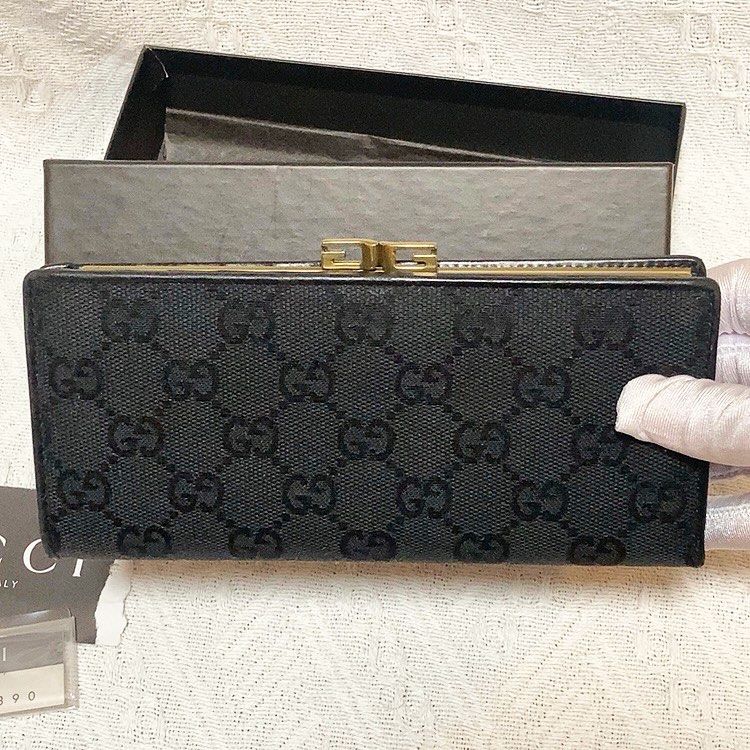 Gucci Black Long Wallet 黑色暗花長銀包