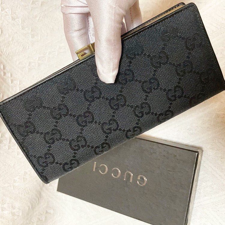 Gucci Black Long Wallet 黑色暗花長銀包